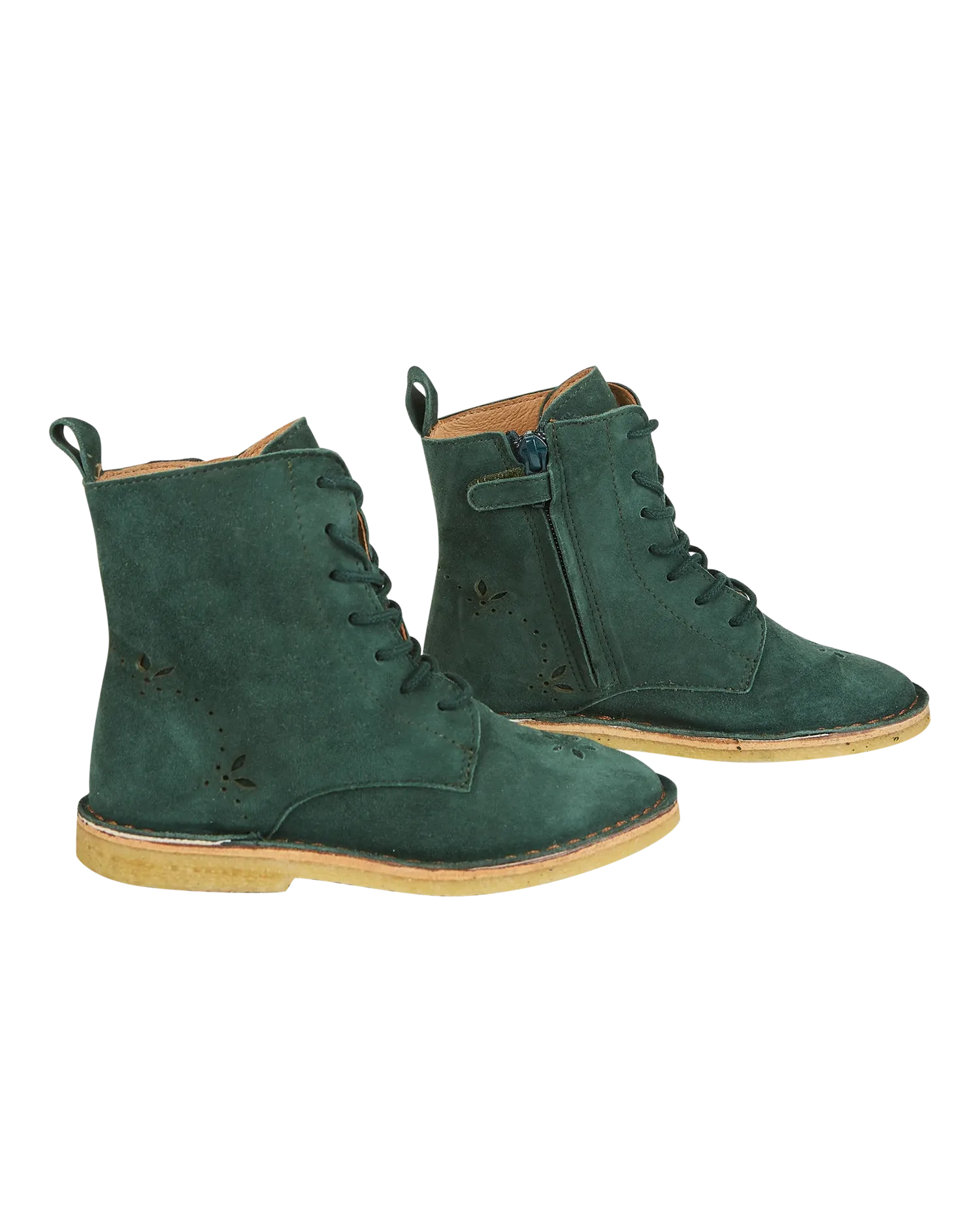 Boots à lacets cuir velours forêt