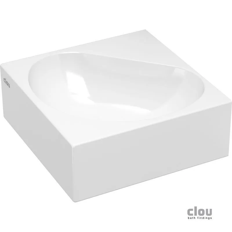 clou Flush 5 lave-mains angulaire sans trou pour robinet, avec bonde libre, céramique blanche: CL/03.03051