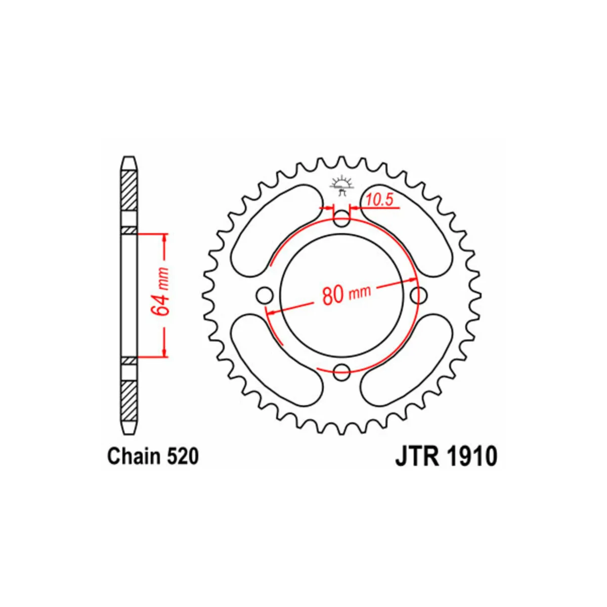 Couronne acier JT - 32 dents - Pas 520 - AEON YAMAHA Quad