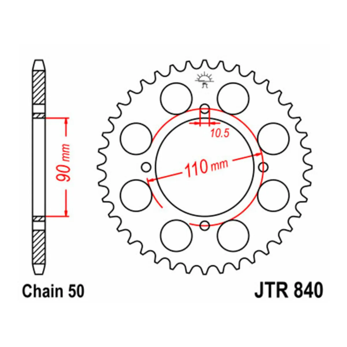 Couronne acier JT - Pas 530 - YAMAHA 500 SR 1978-1991 42