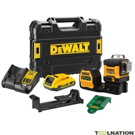 DeWalt DCE089D1G18-QW Laser croix à nivellement automatique 3x360° rayon vert 12V/18V 2.0Ah Li-Ion