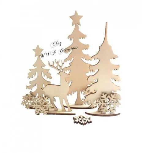 Décor "foret de noel" à monter 17,5x22,5 cm