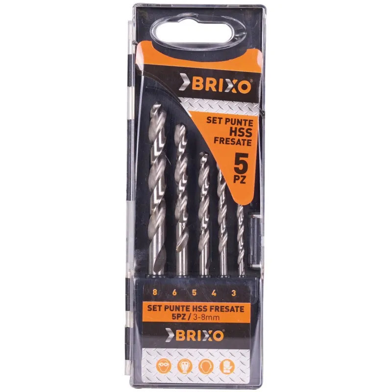 Jeu de 5 forets HSS en acier fraisé pour perforateur à percussion Brixo
