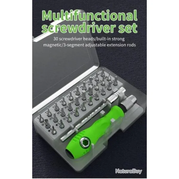 Jeu Tournevis Précision Magnétiques Croisés Portable Multifonction 32En1 Transport utilisation Facil