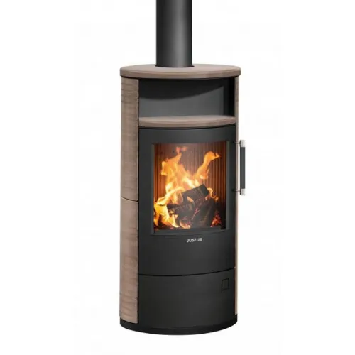 Justus Poêle à bois Island 5 2.0 Acier Noir - Céramique Grappa - 5 kW
