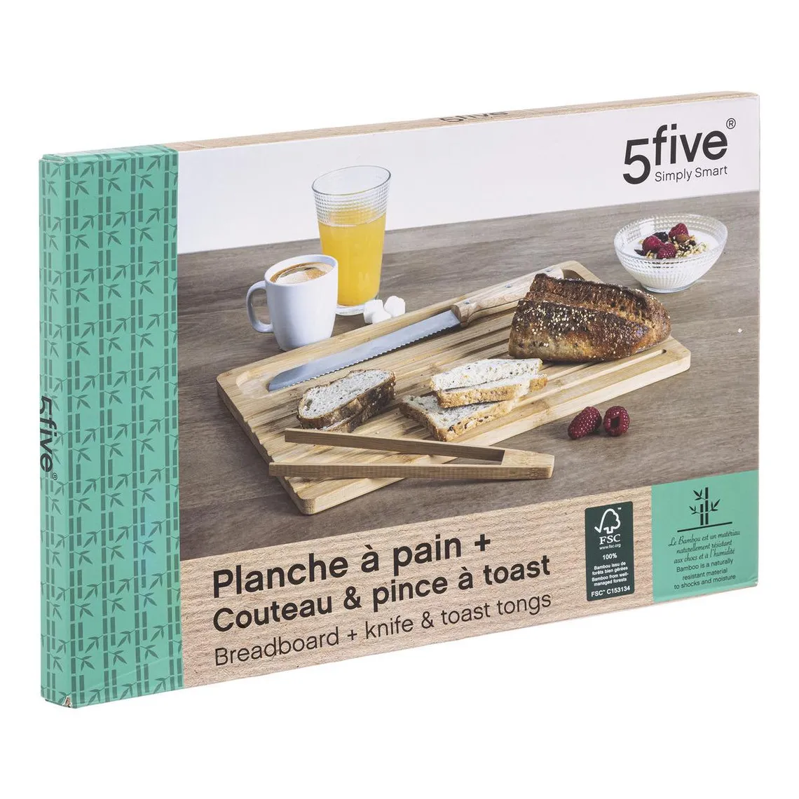 Planche à Pain 40 + Couteau + Pince en bambou | 3 Suisses