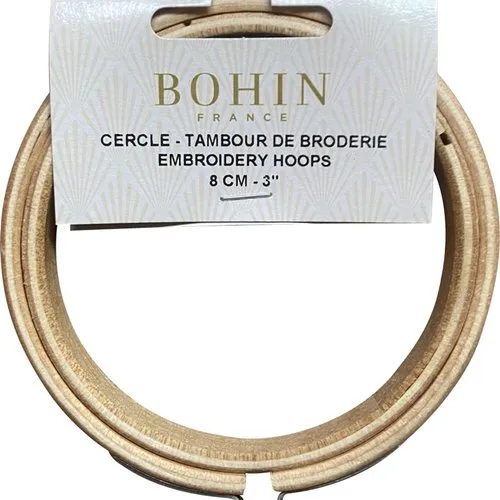 Tambour à broder en bois 8cm avec vis de serrage en laiton bohin 98634