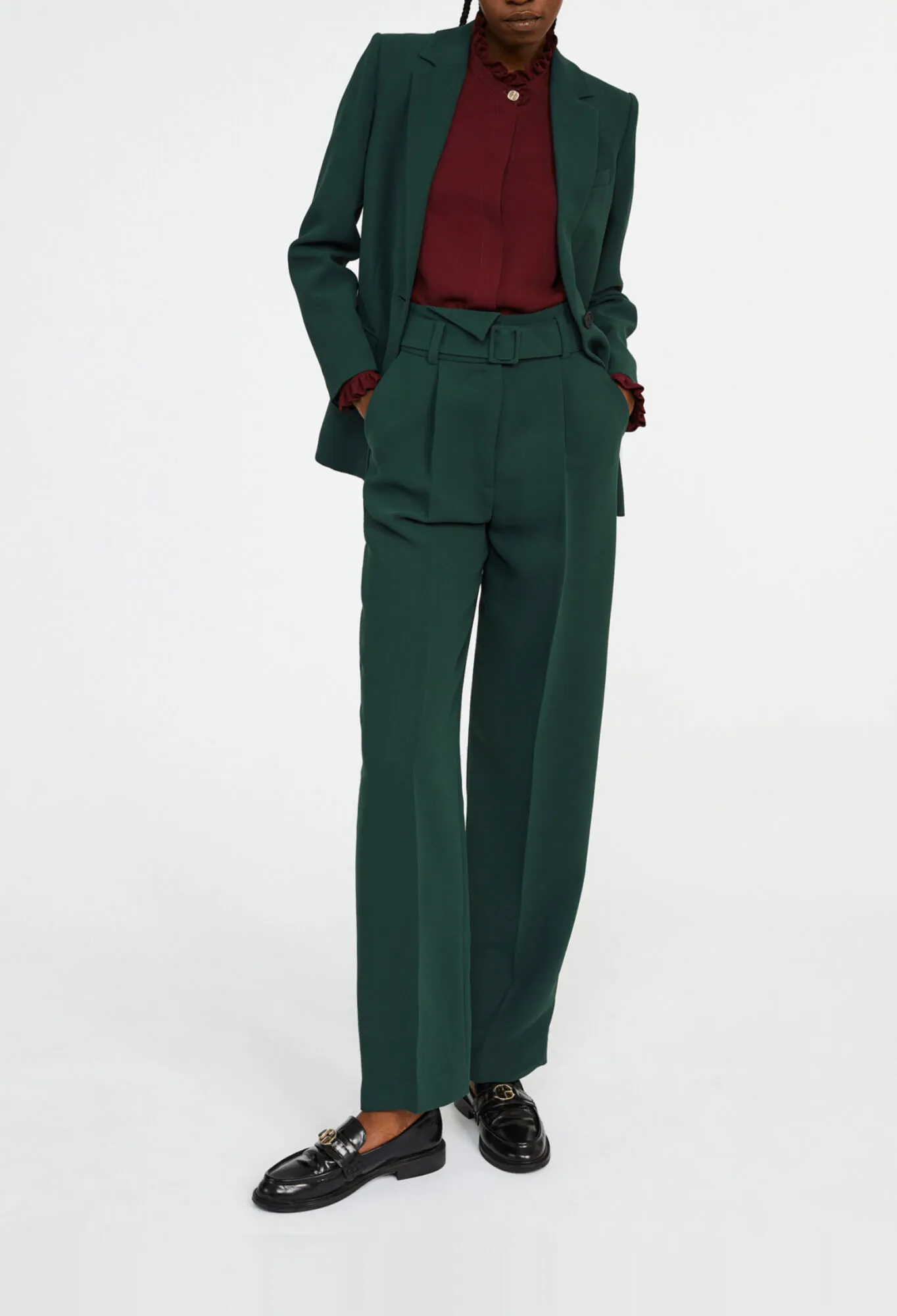 Veste vert forêt tailleur cintrée | Claudie FR